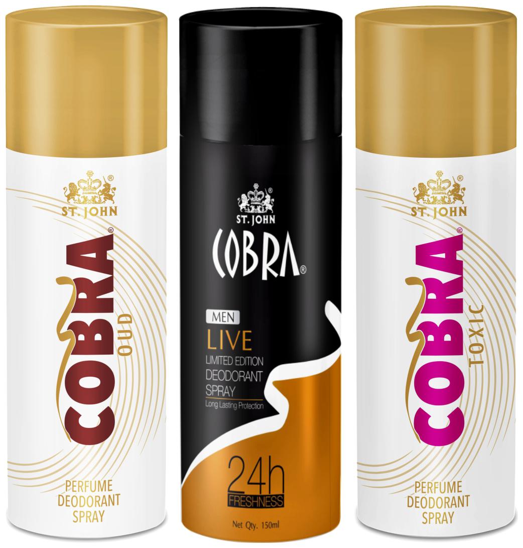 

ST-JOHN Cobra Deo Live 150 ml Oud 150 ml Toxic 150 ml (Pack of 3)