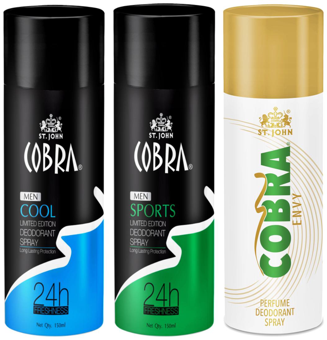 

ST-JOHN Cobra Deo Cool 150 ml Sports 150 ml Envy 150 ml (Pack of 3)