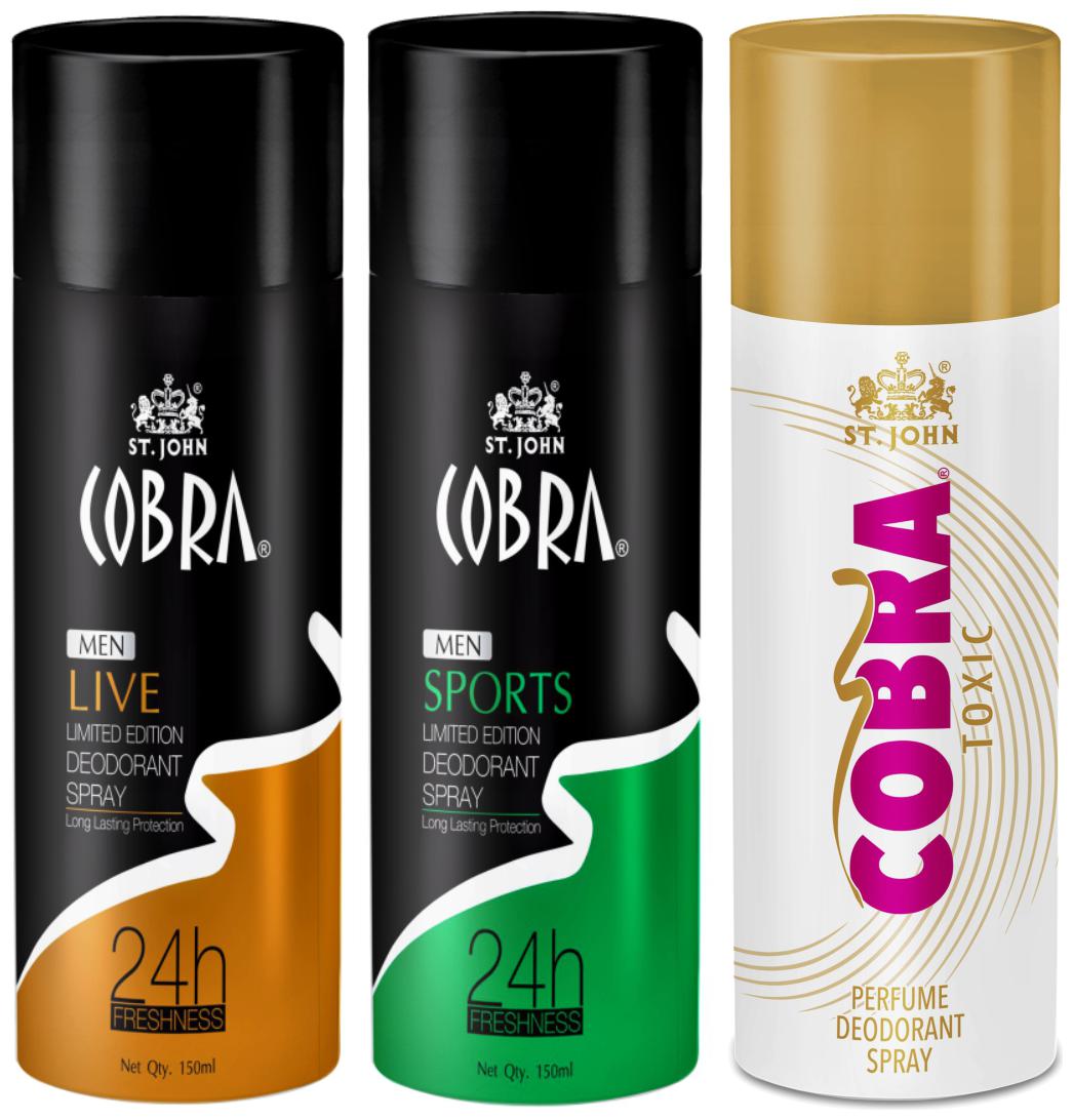 

ST-JOHN Cobra Deo Live 150 ml Sports 150 ml Toxic 150 ml (Pack of 3)