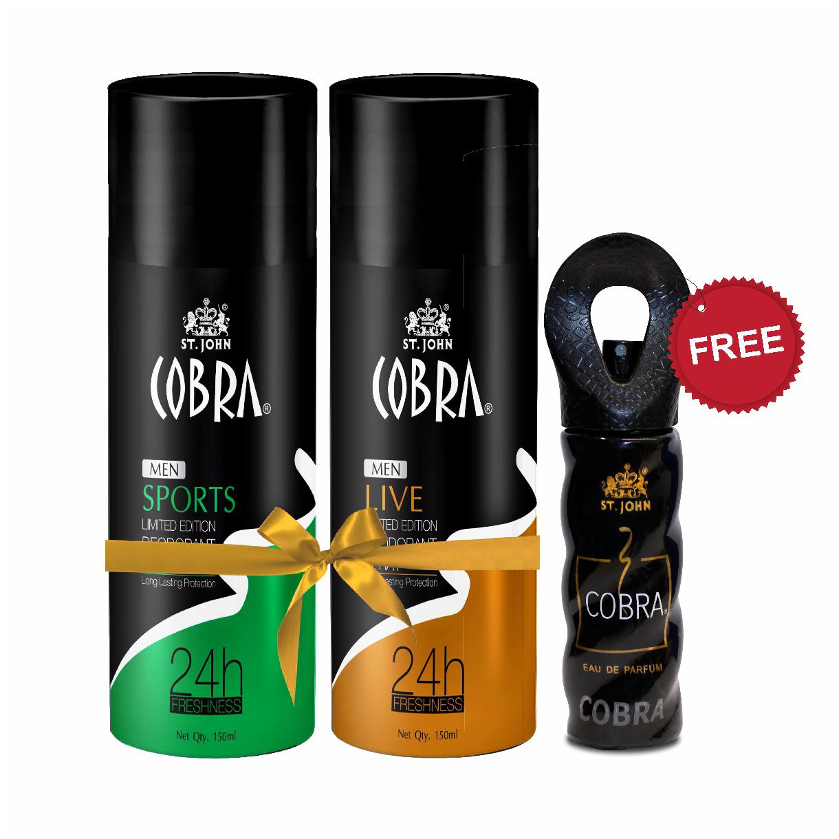 

ST-JOHN Cobra Deo LIVE SPORTS 150 ml (Pack of 2) Free Cobra Perfume 15ml