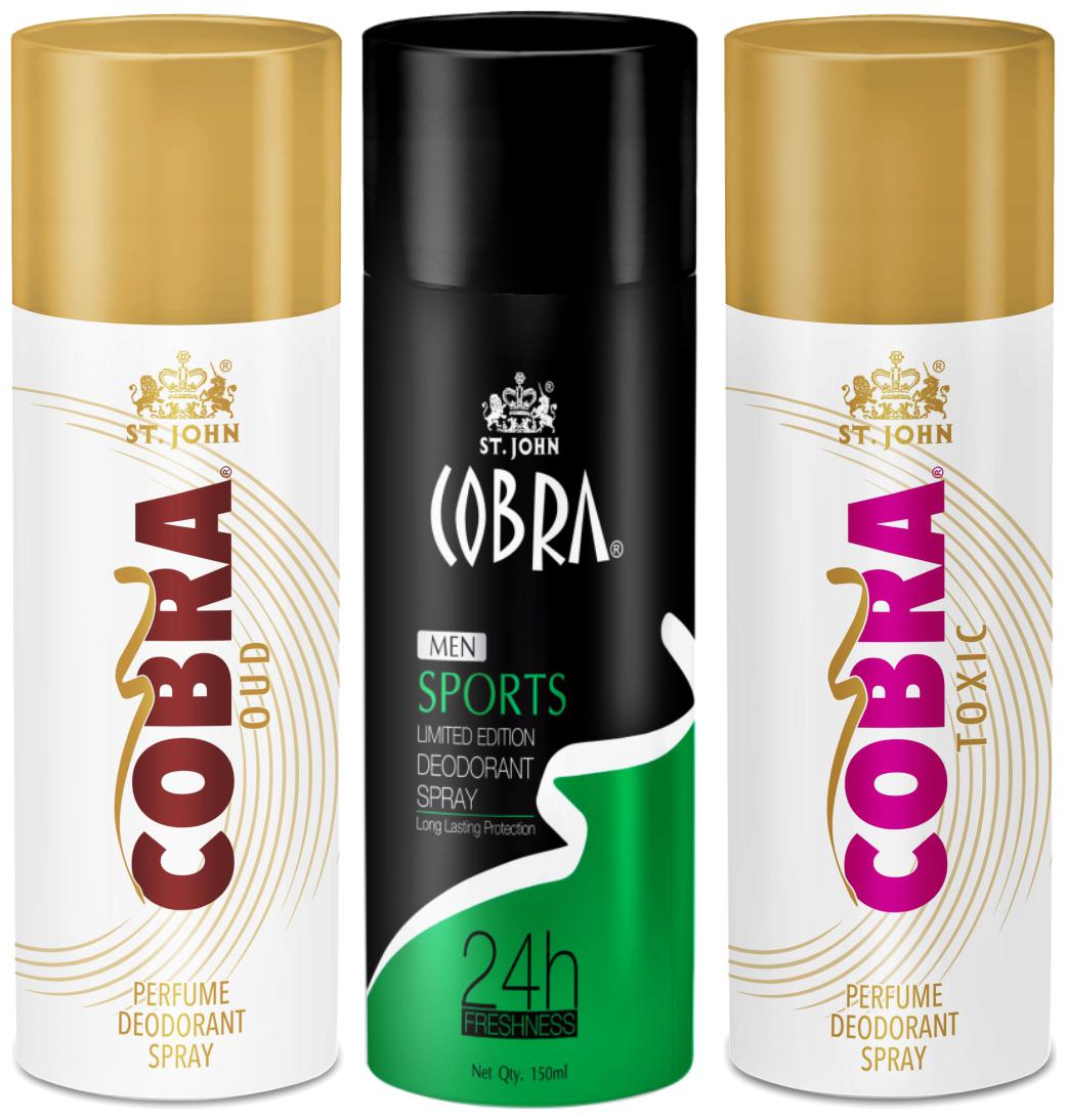 

ST-JOHN Cobra Deo Sports 150 ml Oud 150 ml Toxic 150 ml (Pack of 3)