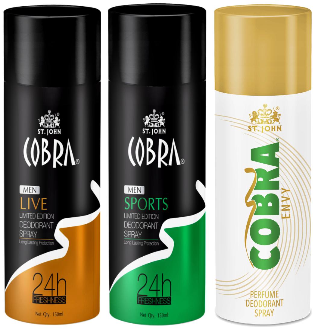 

ST-JOHN Cobra Deo Live 150 ml Sports 150 ml Envy 150 ml (Pack of 3)