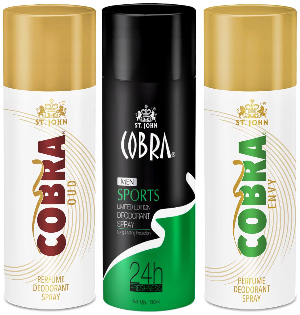 

ST-JOHN Cobra Deo Sports 150 ml Envy 150 ml Oud 150 ml (Pack of 3)