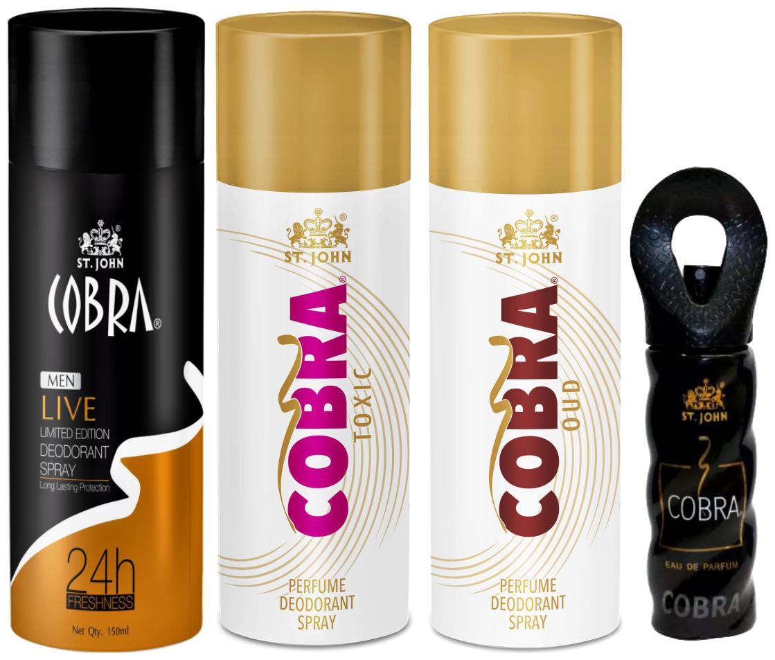 

ST-JOHN Cobra Deo Live 150 ml Oud 150 ml Toxic 150 ml Cobra Perfume 30ml (Pack of 4)