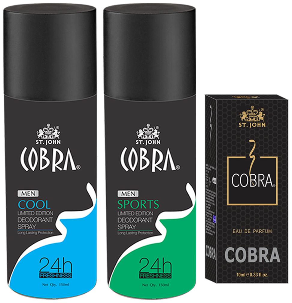 

ST-JOHN Cobra Deo Cool 150 ml Sports 150 ml Cobra Perfume 15ml (Pack of 3)