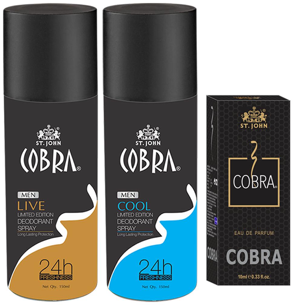 

ST-JOHN Cobra Deo Live 150 ml Cool 150 ml Cobra Perfume 15ml (Pack of 3)