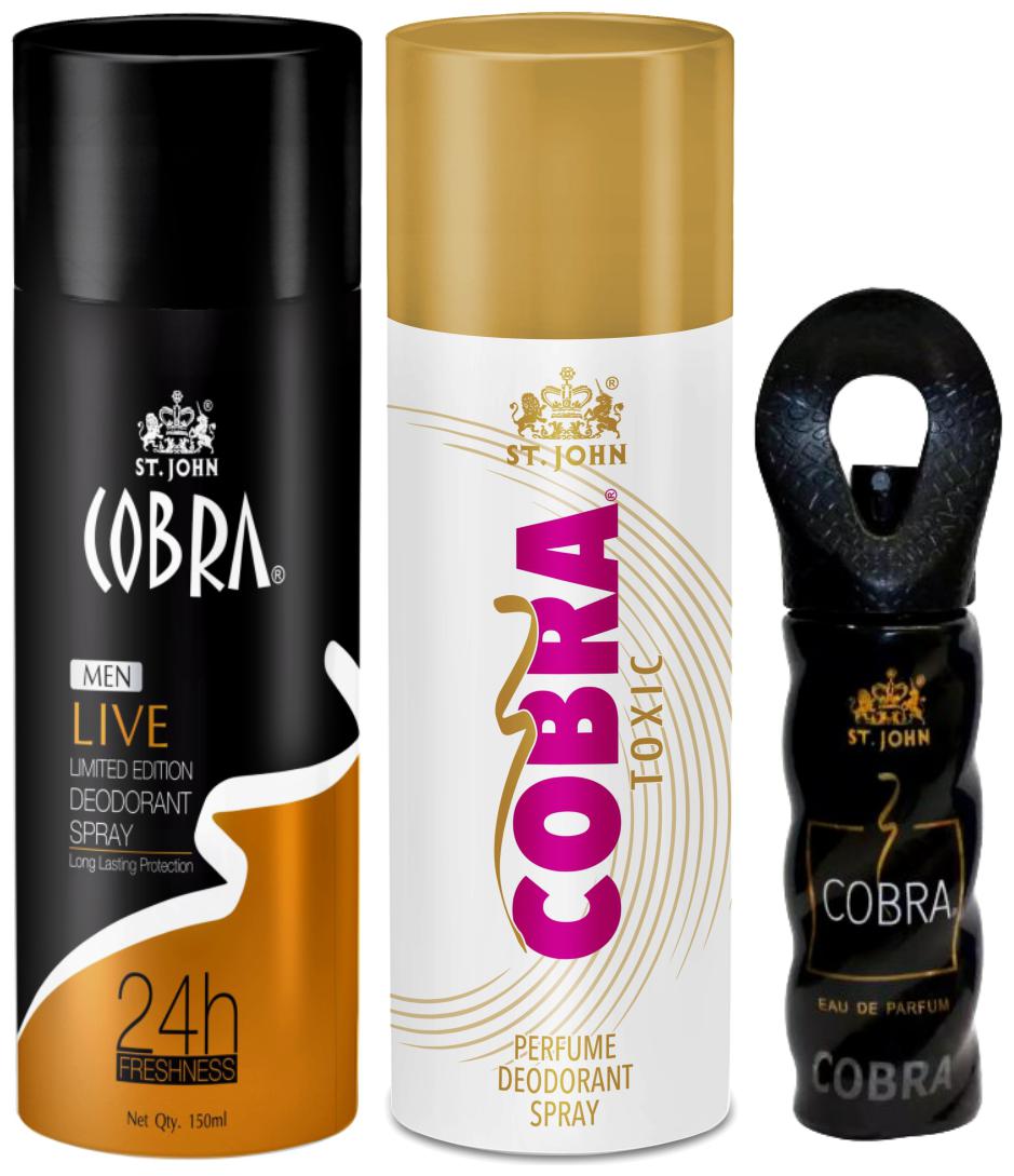

ST-JOHN Cobra Deo Live 150 ml Toxic 150 ml Cobra Perfume 15ml (Pack of 3)