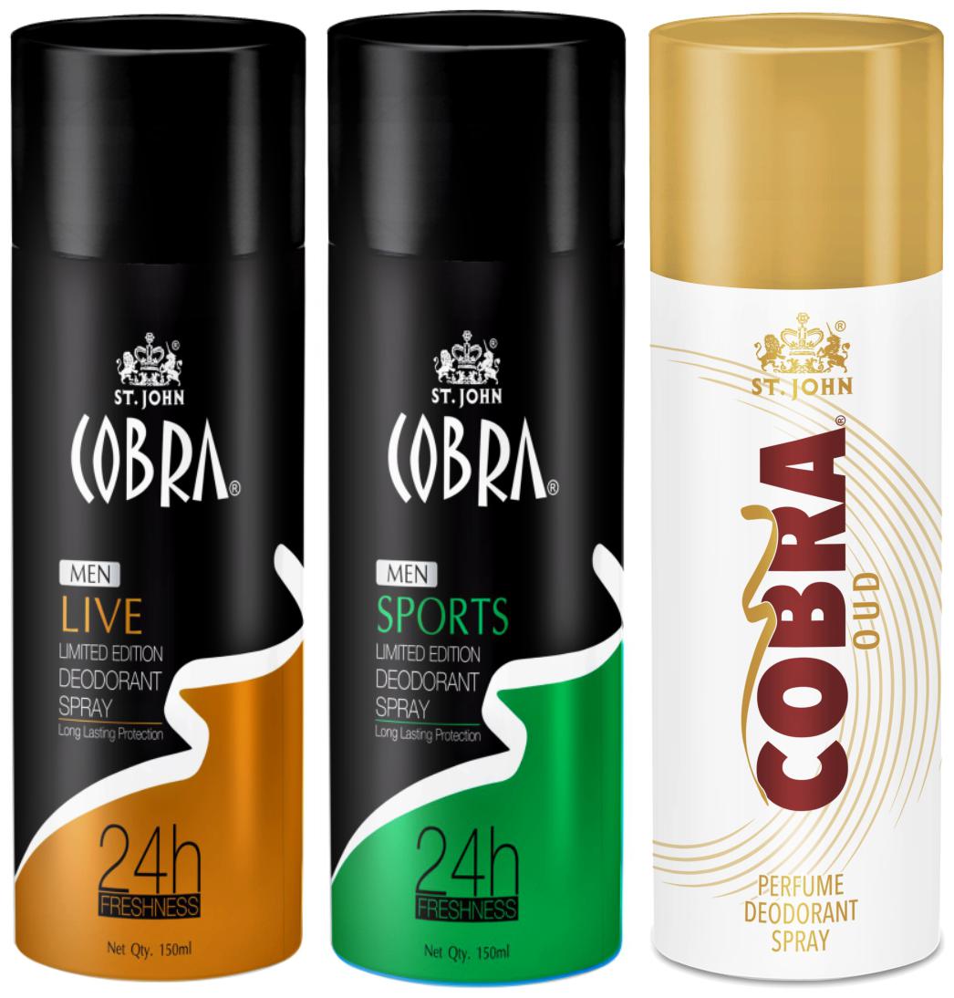 

ST-JOHN Cobra Deo Live 150 ml Sports 150 ml Oud 150 ml (Pack of 3)