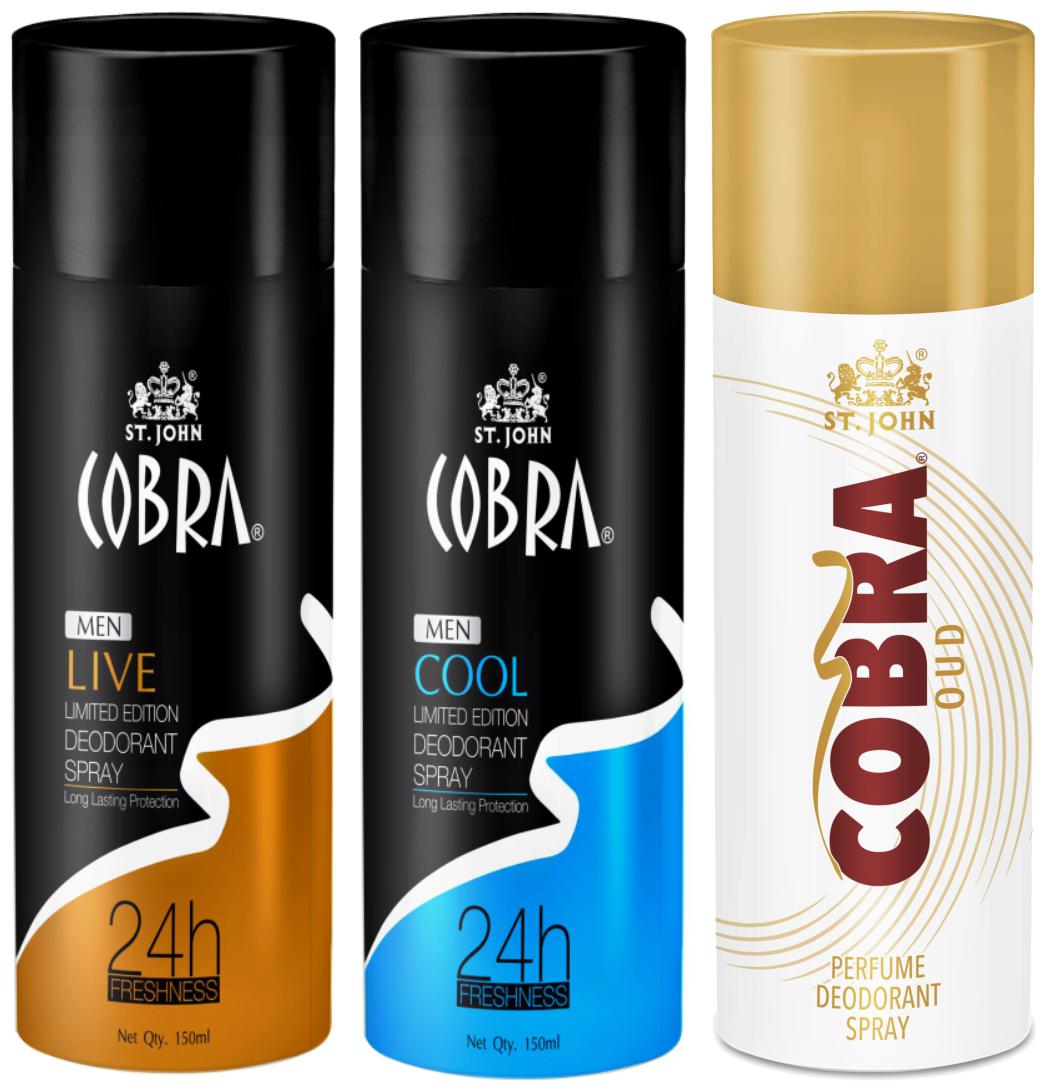 

ST-JOHN Cobra Deo Live 150 ml Cool 150 ml Oud 150 ml (Pack of 3)