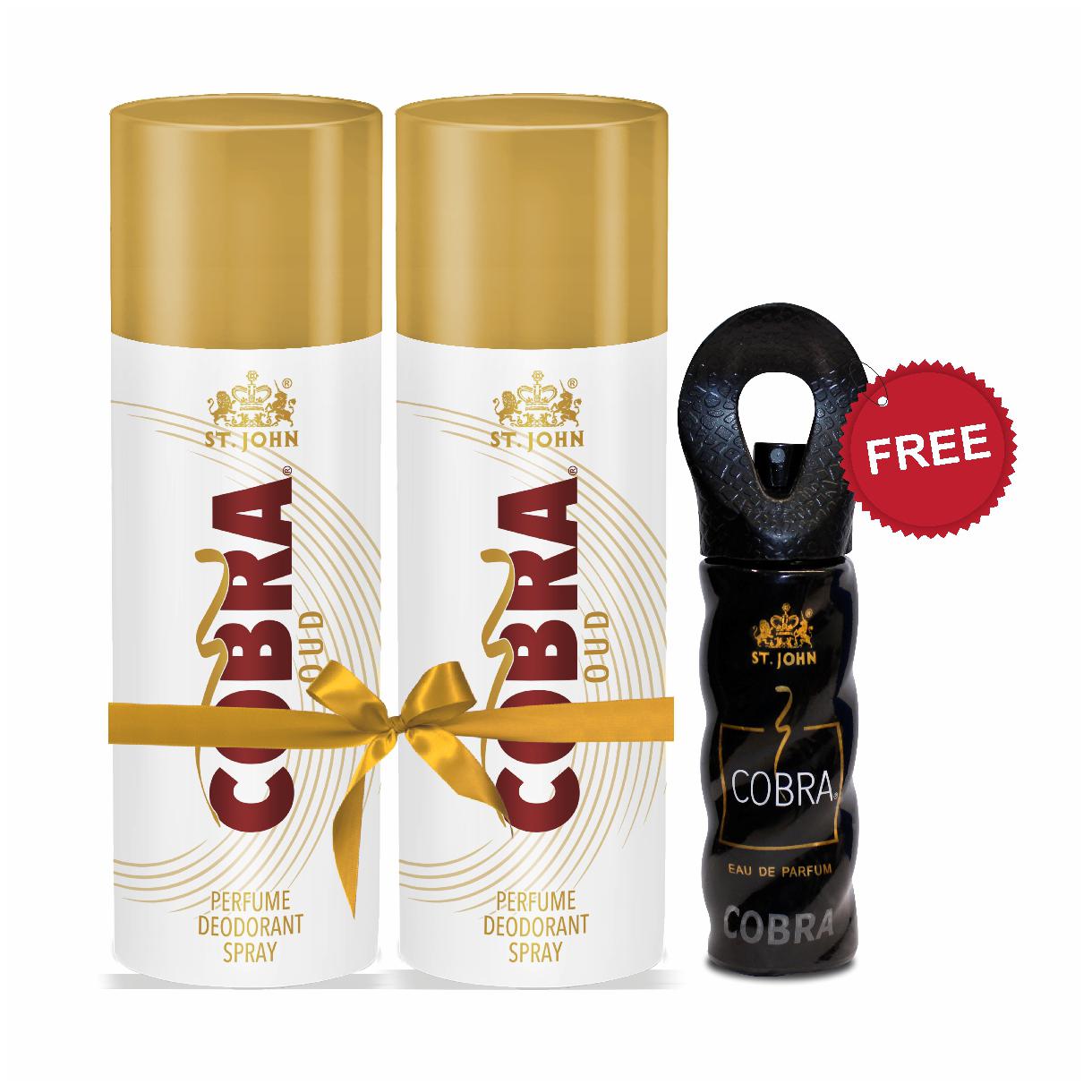 

ST-JOHN Cobra Deo OUD 150 ml (Pack of 2) Free Cobra Perfume 15ml