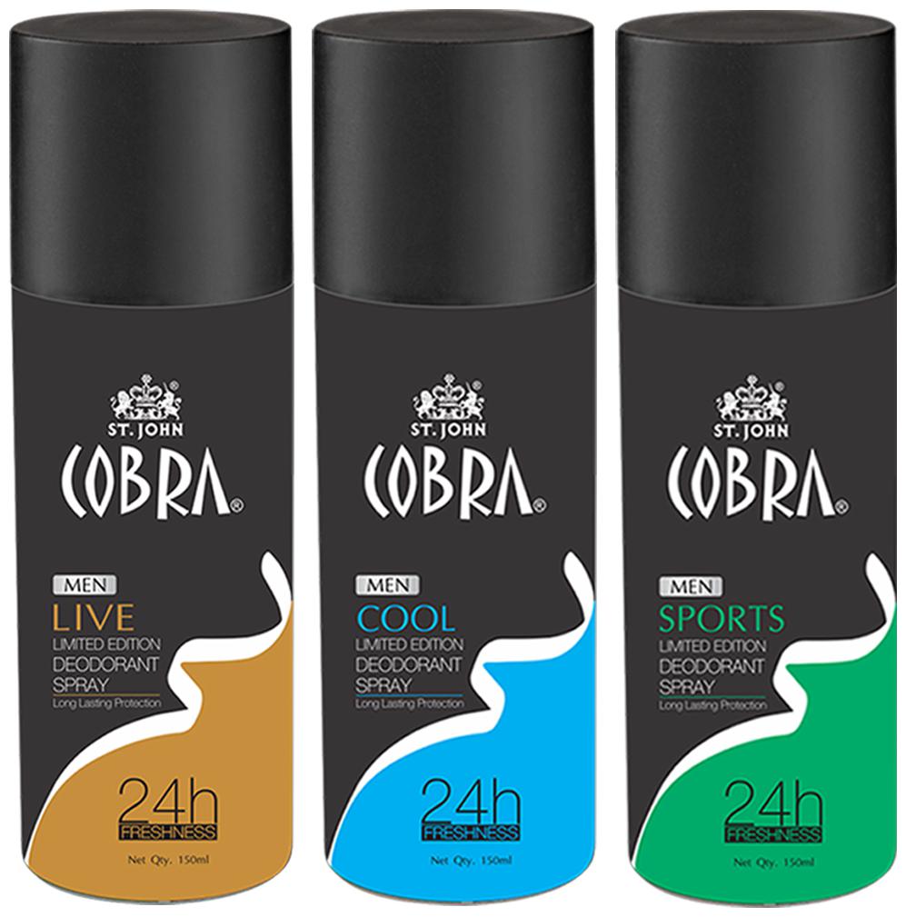 

ST-JOHN Cobra Deo Live 150 ml Cool 150 ml Sports 150 ml (Pack of 3)