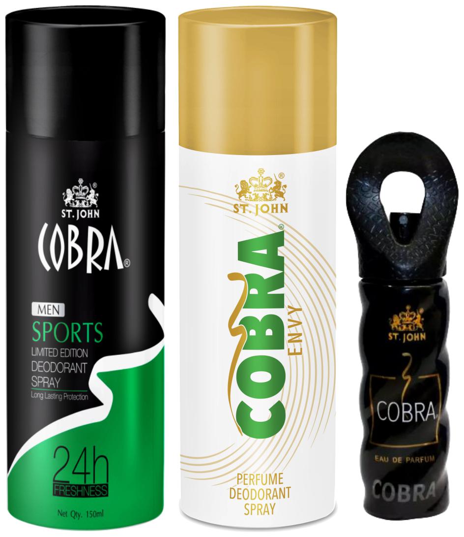 

ST-JOHN Cobra Deo Sports 150 ml Envy 150 ml Cobra Perfume 15ml (Pack of 3)