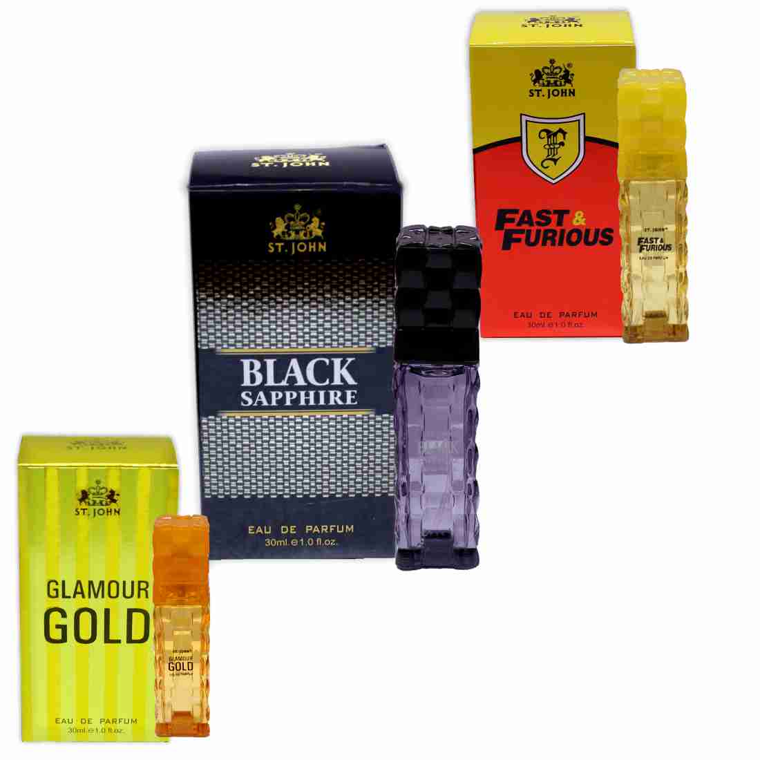 

ST-JOHN Perfume GLAMOUR GOLD BLACK SAPPHIRE FAST FURIOUS 30 ml (Pack of 3)