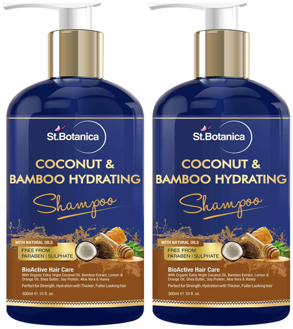 

StBotanica Coconut Oil Bamboo Hair Strengthening Shampoo - 300ml - No Sulphate No Parabens No Silicon (Pack Of 2 )
