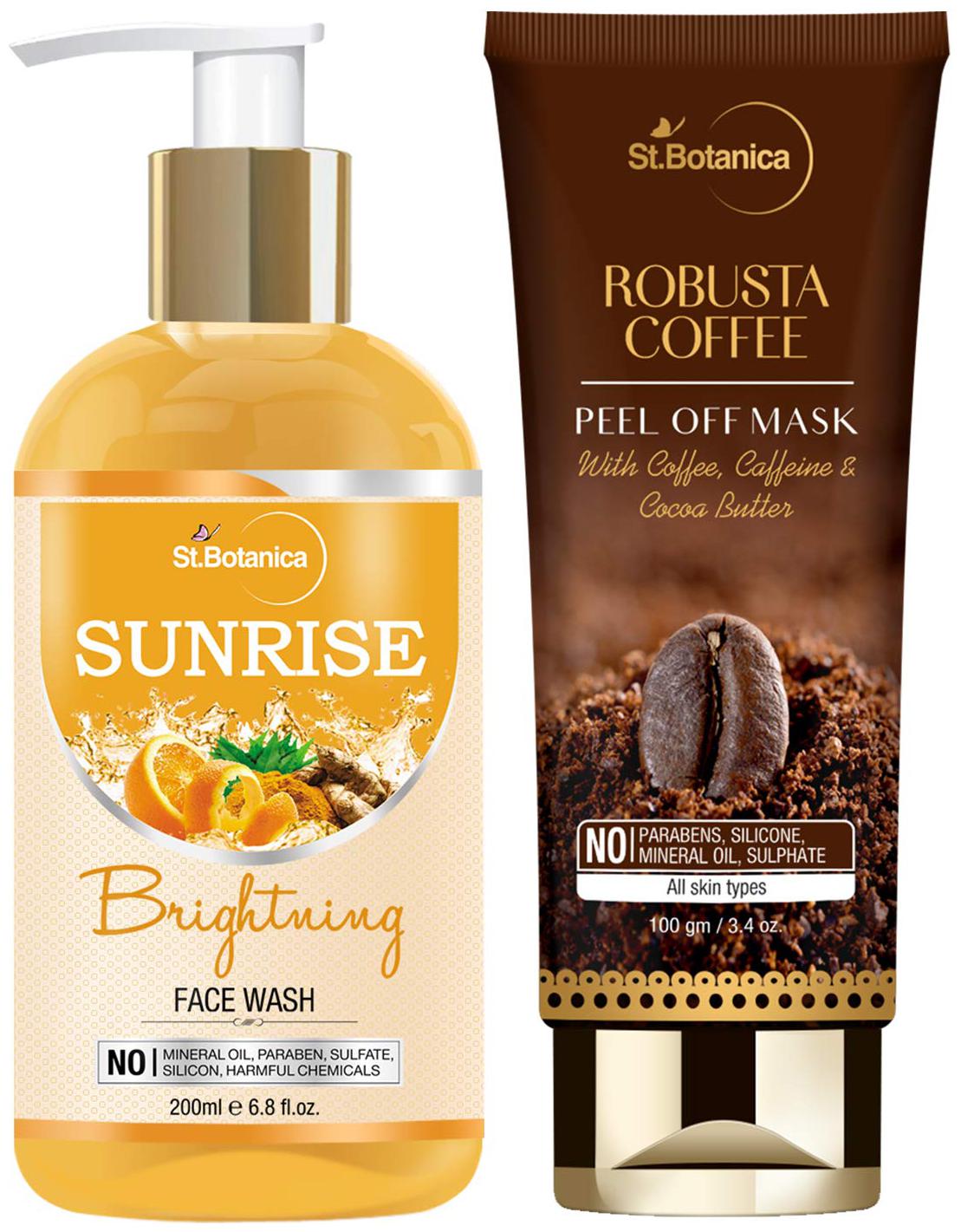 

StBotanica Sunrise Combo Face Wash 200ml Robusta Coffee Peel Off Mask 100g (Pack of 2)