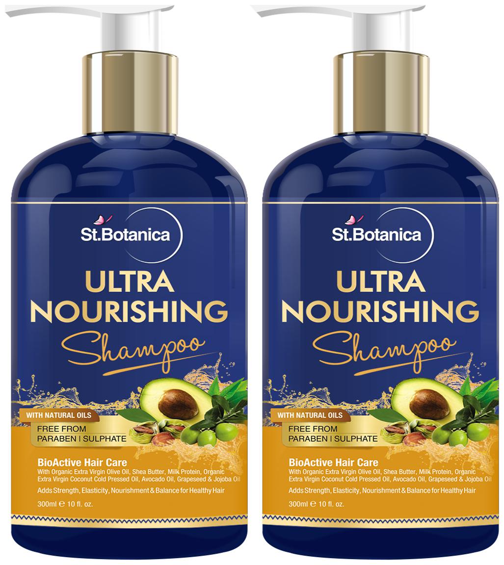 

StBotanica Ultra Nourishing Hair Shampoo - 300ml For Dry Normal Hair - No SLS Sulphate No Parabens No Silicon (Pack Of 2 )