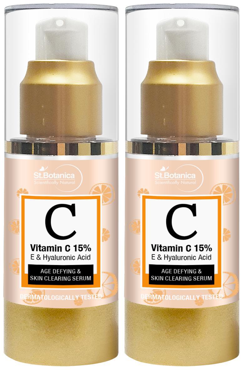 

StBotanica Vitamin C 15 E Hyaluronic Acid Face Serum Skin Clearing Serum (Brightening Anti Aging) Age Defying 30ml (Pack Of 2 )