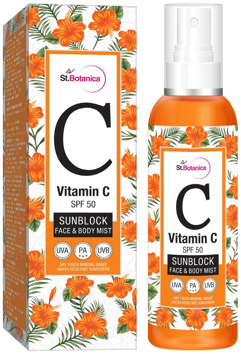 

StBotanica Vitamin C SPF 50 Sunblock Face Body Mist Sunscreen UVA UVB PA 120ml (Pack of 1)