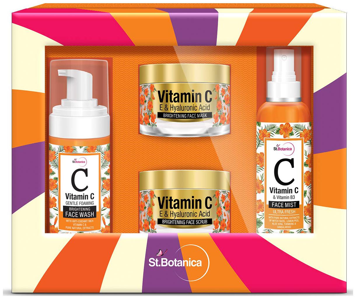 

StBotanica Vitamin C Brightening Facial Kit Pack of 1 (Mask 50g Scrub 50g Face wash 120ml Mist 120ml)