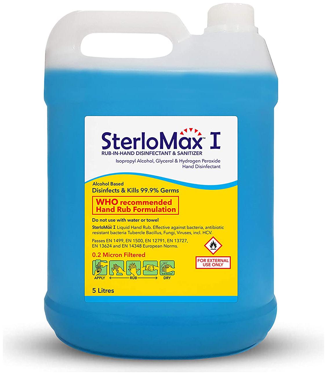 

SterloMax 75 Isopropyl Alcohol-based Hand Rub Sanitizer and Disinfectant 5 L