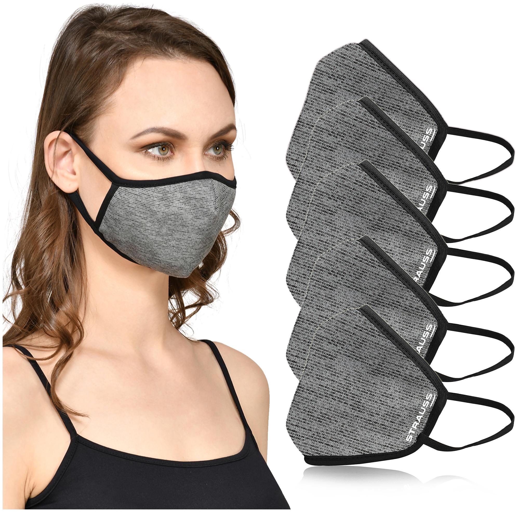 

Strauss Unisex Anti-Bacterial Protection Mask Non Vent Large (Grey) Pack of 5