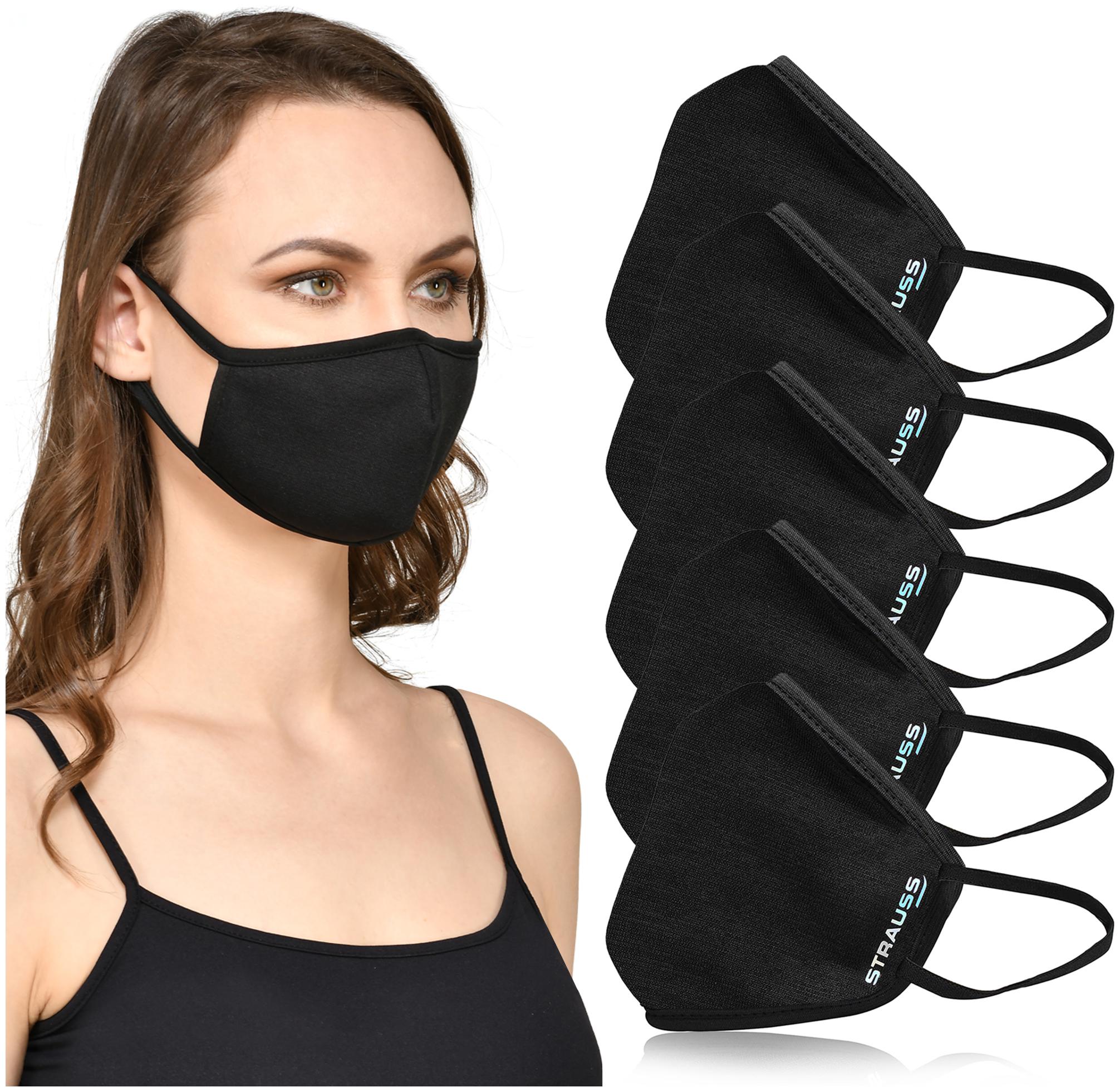 

Strauss Unisex Anti-Bacterial Protection Mask Non Vent Large (Black) Pack of 5
