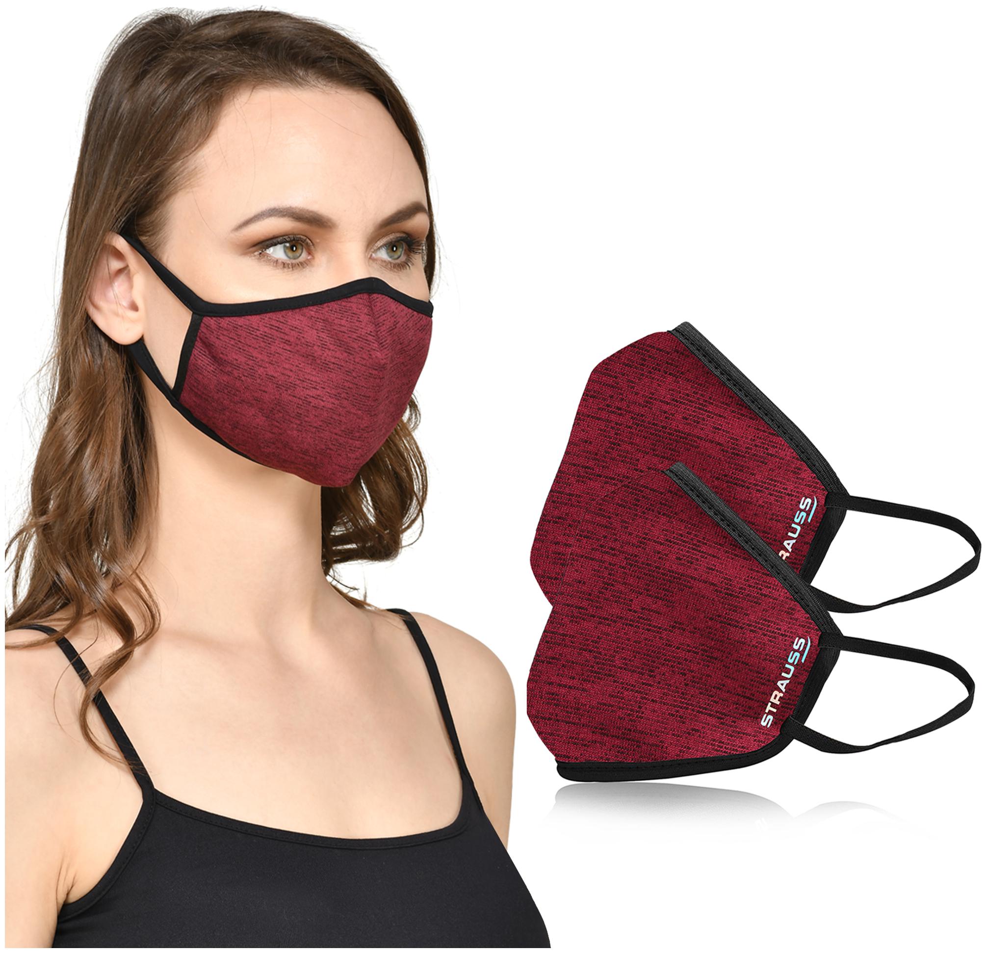 

Strauss Unisex Anti-Bacterial Protection Mask Non Vent Large (Maroon) Pack of 2