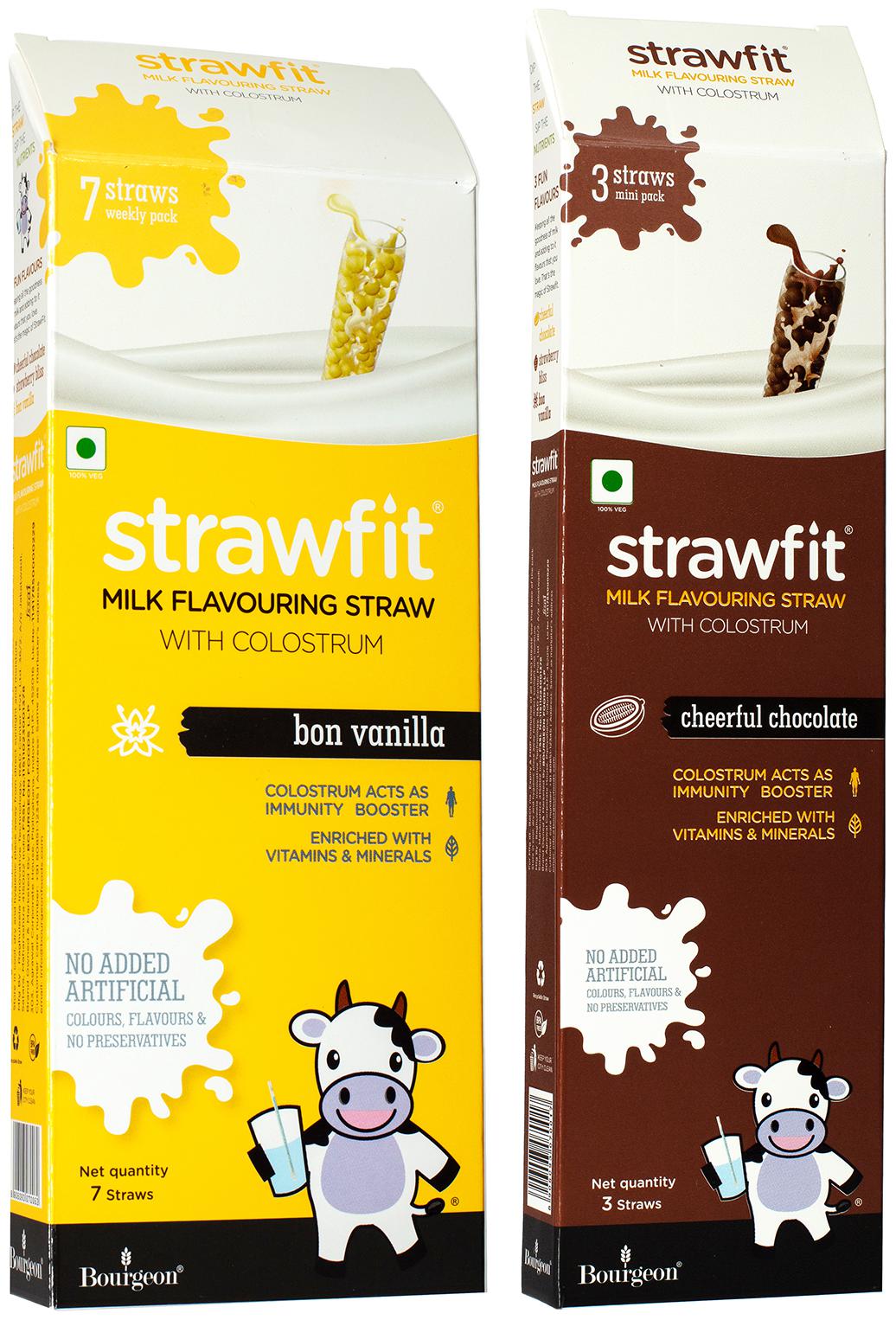 

Strawfit Milk Flavoring Straw With Colostrum 7 Vanilla and 3 Chocolate (10 Straws) 85g (pack of 2)