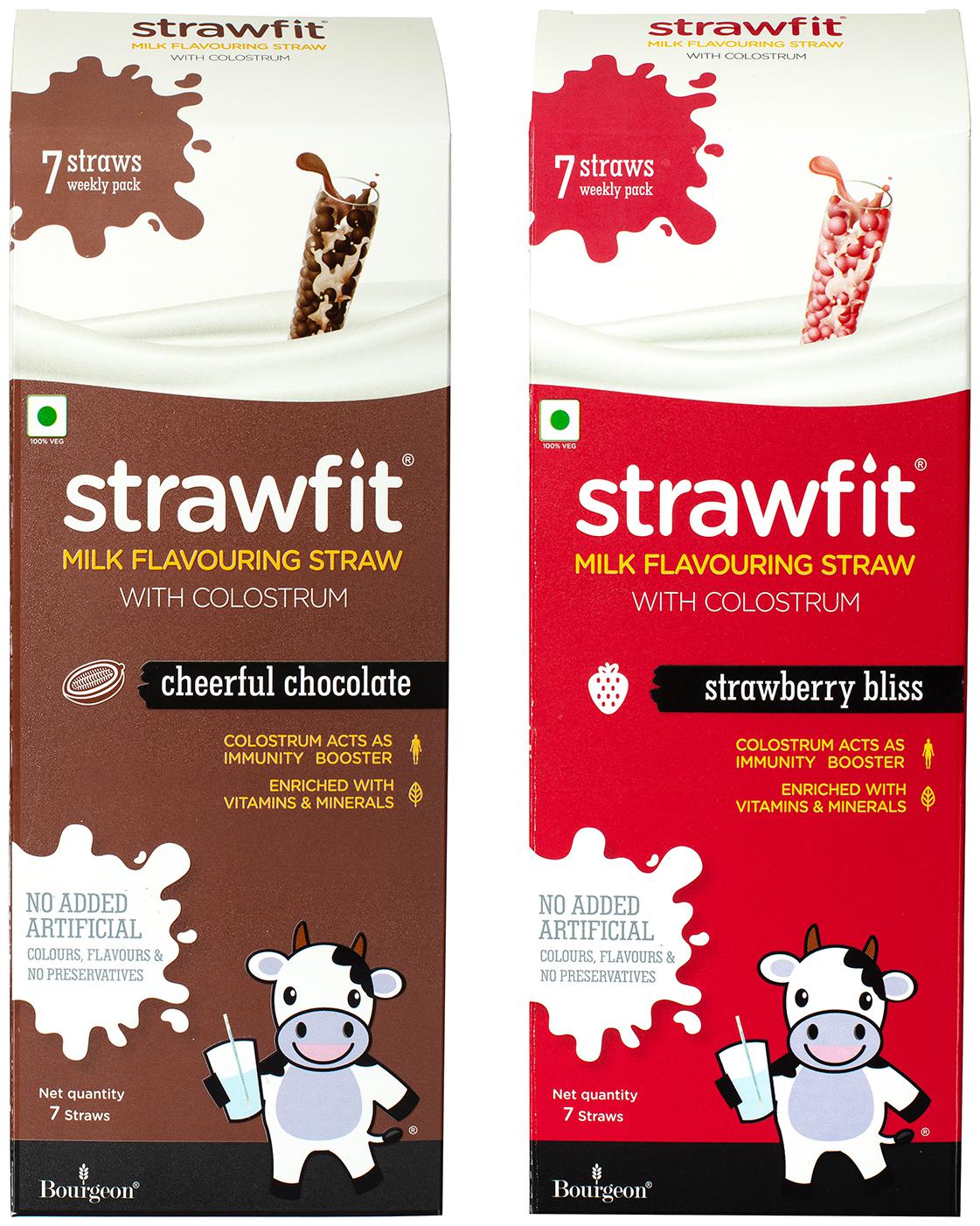 

Strawfit Milk Flavoring Straw With Colostrum 7 Strawberry and 7 Chocolate (14 Straws) 60g (pack of 2)