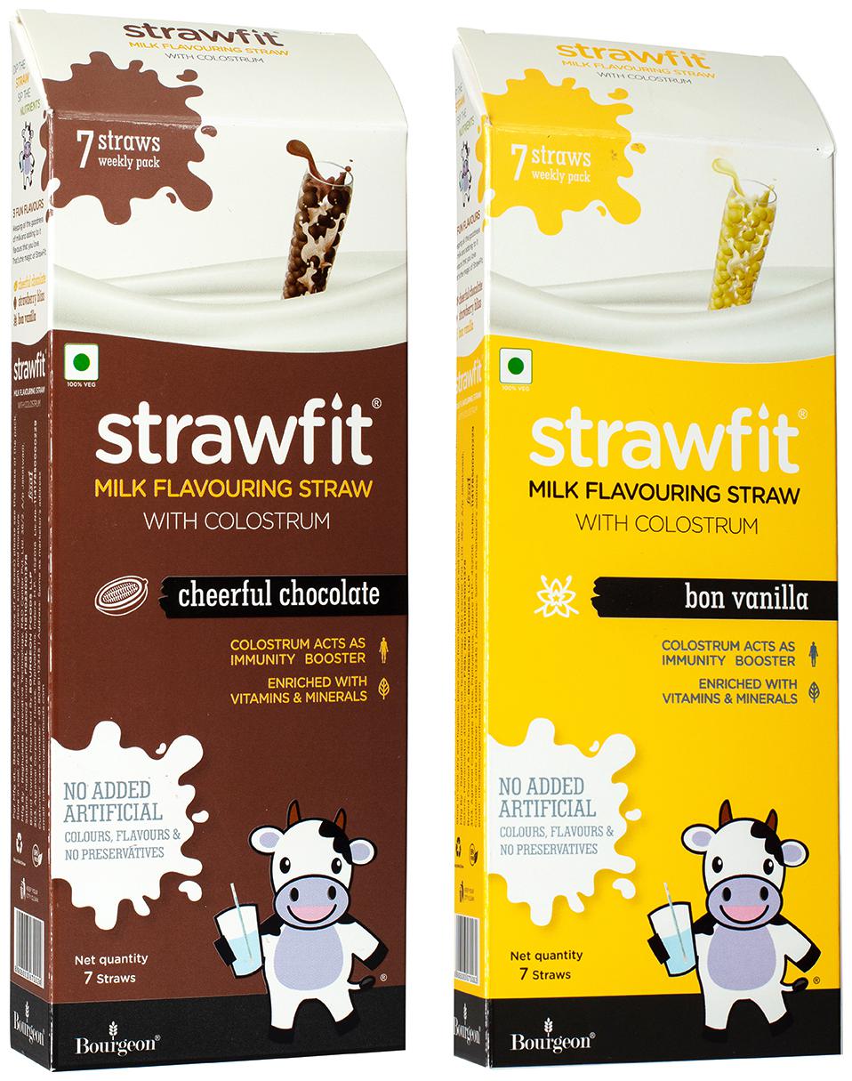 

Strawfit Milk Flavoring Straw With Colostrum 7 Chocolate and 7 Vanilla (14 Straws) 60g (pack of 2)