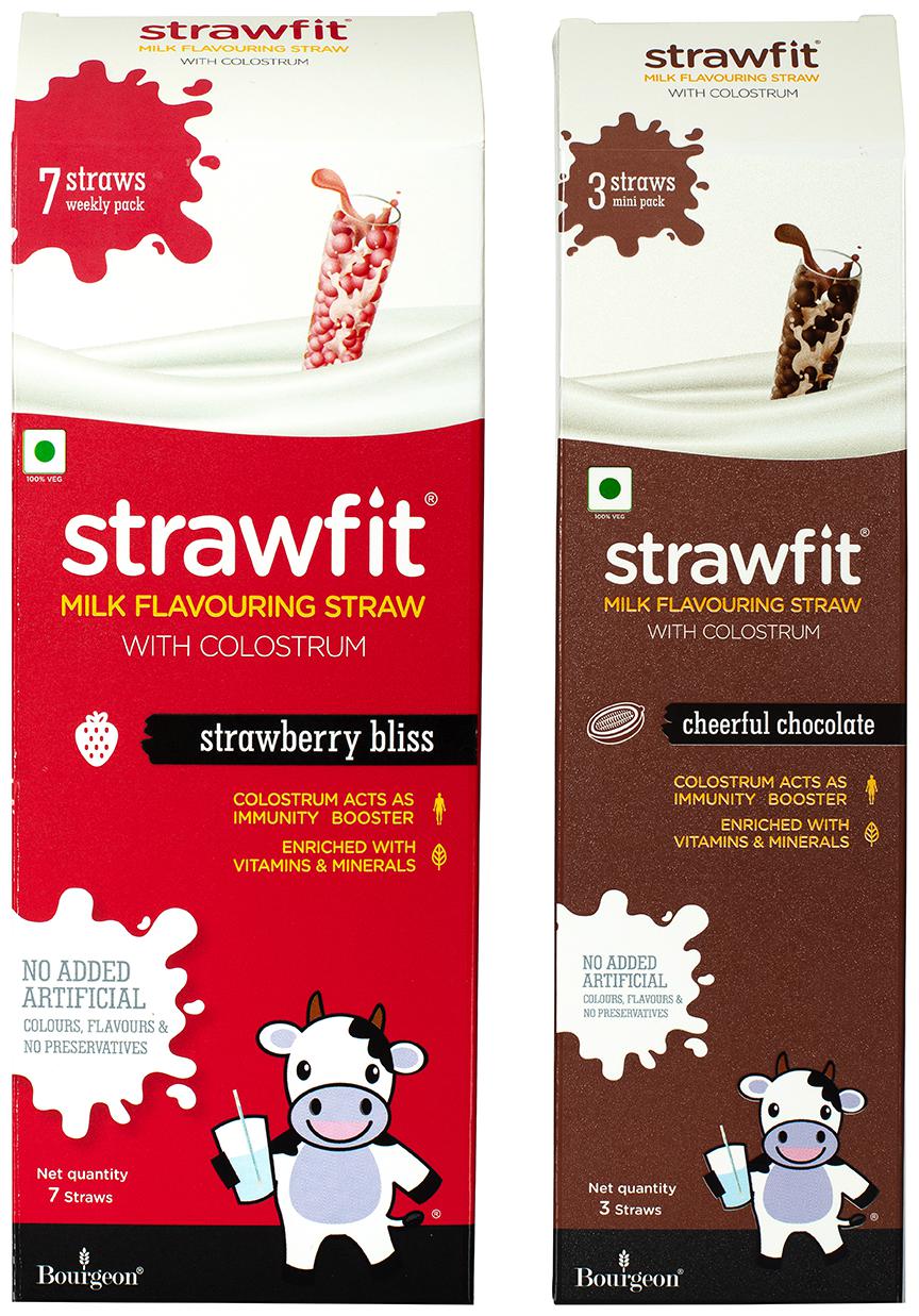 

Strawfit Milk Flavoring Straw With Colostrum 7 Strawberry and 3 Chocolate (10 Straws) 85g (pack of 2)