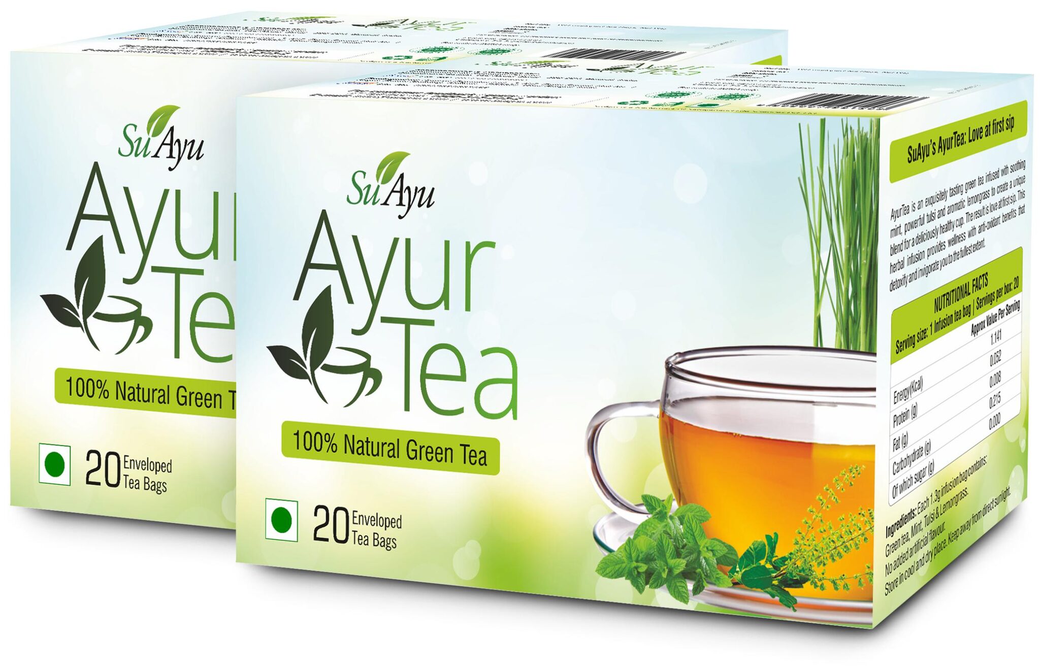 

SuAyu Ayur Green Tea 20 Tea bags (Pack of 2)