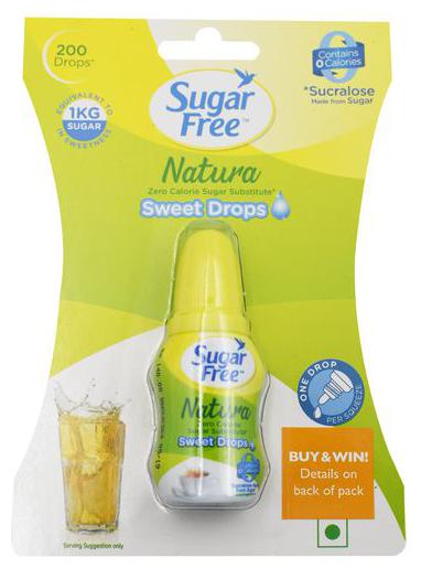 

Sugar free Zero Calorie Sweetener Sugar Substitute - Liquid Drops - Natura 10 ml