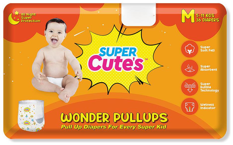 

Super Cute s Wonder Pullups Pant Style Premium Diaper For Superior Absorption M 36 Pieces (Set of 1)
