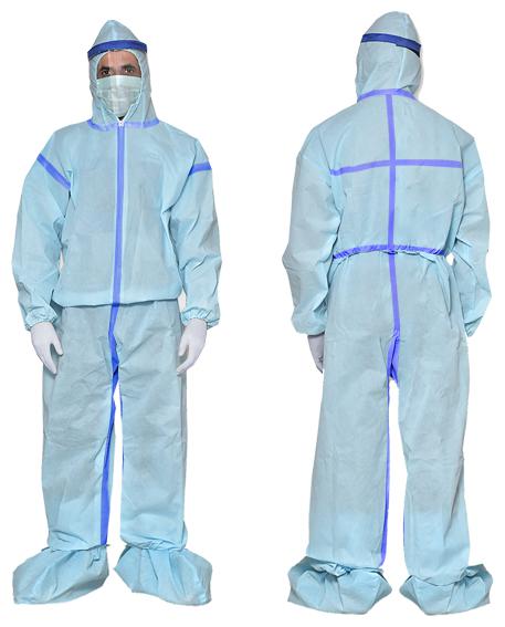 

Swayam PPE Kit Non Woven Sealed Premium Grade-B-45 Gsm 15 Gsm Laminated 100 Liquid Proof(High Breathable) (Pack of 1)
