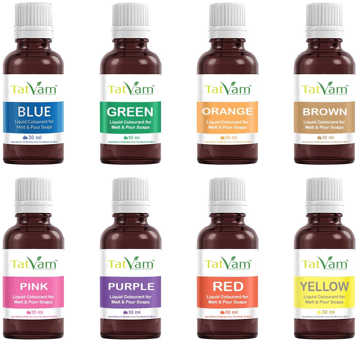 

Tatvam DIY Making Colours for Melt and Pour Soaps (30 ml Each) Pack of 8