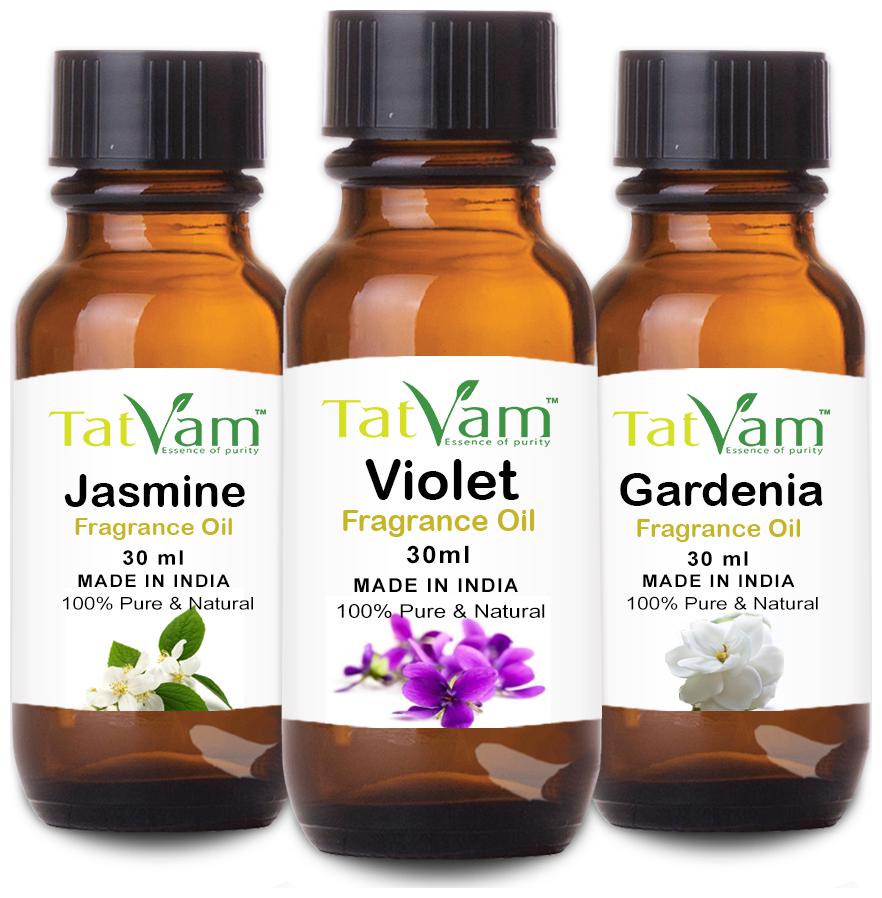 

Tatvam Soap Making Fragrance oil Set of 3 - Jasmine Violet Gardenia (30 ml Each)