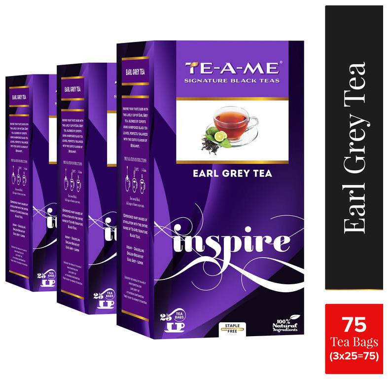 

TE-A-ME Black Earl Grey Tea 25 Tea Bags ( Pack of 3 )