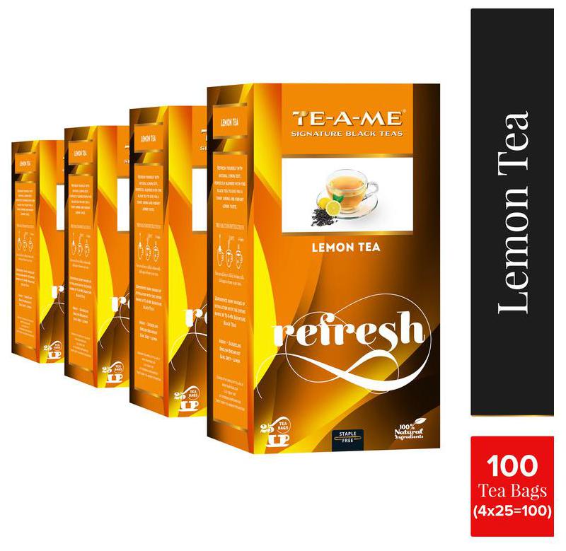 

TE-A-ME Black Lemon Tea 25 Tea Bags ( Pack of 4 )