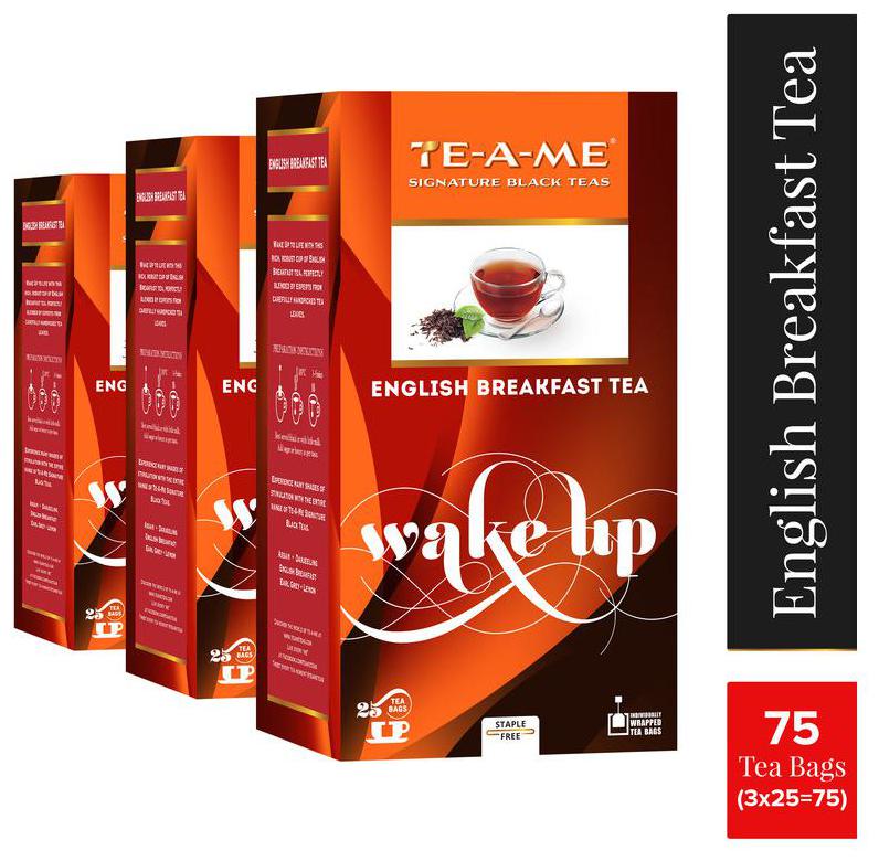 

TE-A-ME Black English Breakfast Tea 25 Tea Bags ( Pack of 3 )