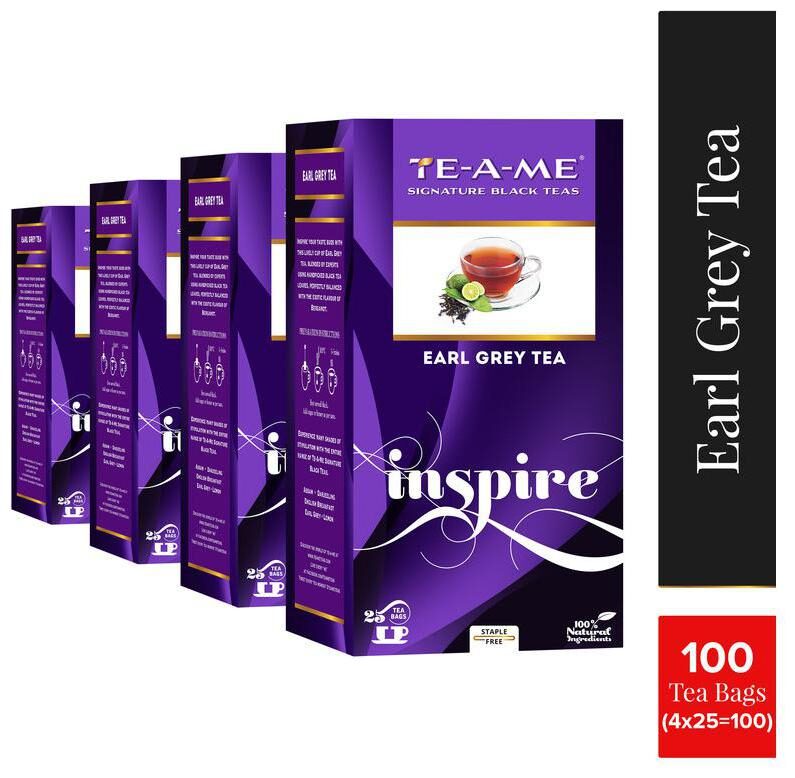 

TE-A-ME Black Earl Grey Tea 25 Tea Bags ( Pack of 4 )