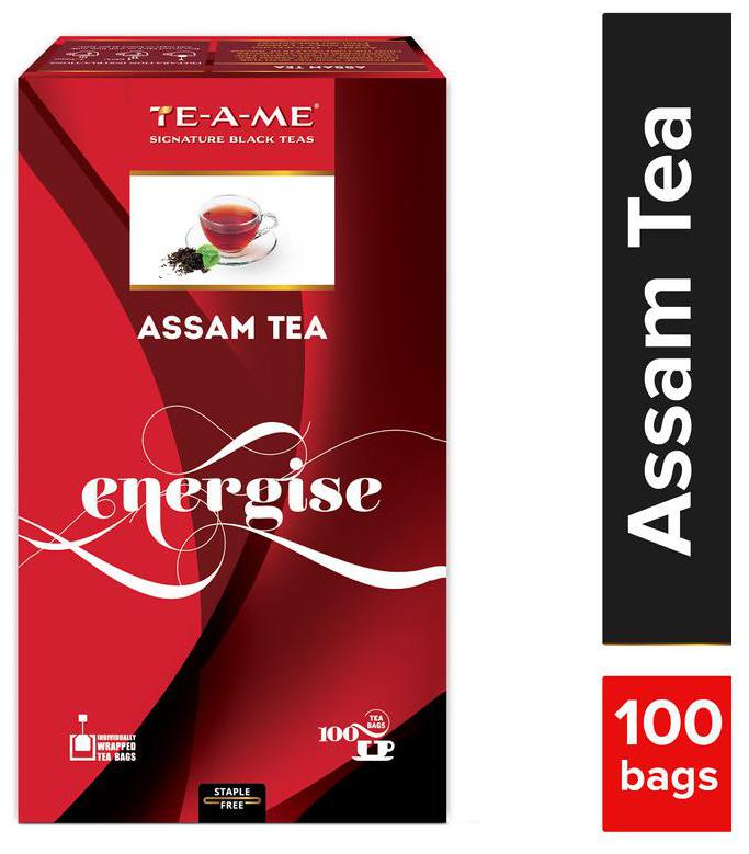 

TE-A-ME Black Energise Assam Tea 100 Tea Bags (Pack of 1)