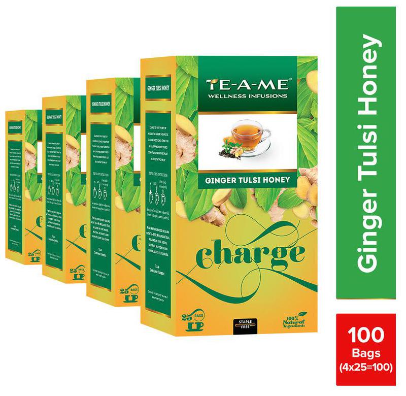 

TE-A-ME Ginger Tulsi Honey Infusion 25 Tea Bags ( Pack of 4 )