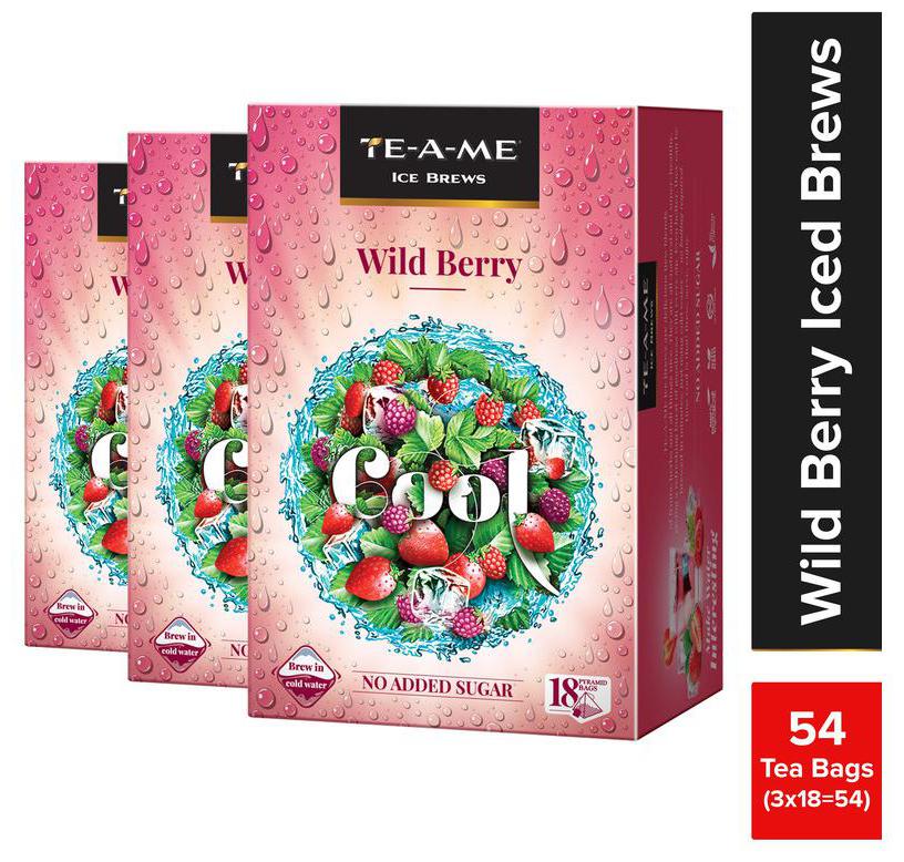 

TE-A-ME Ice Brews Wild Berry 18 Pyramid Tea Bags ( Pack of 3 )