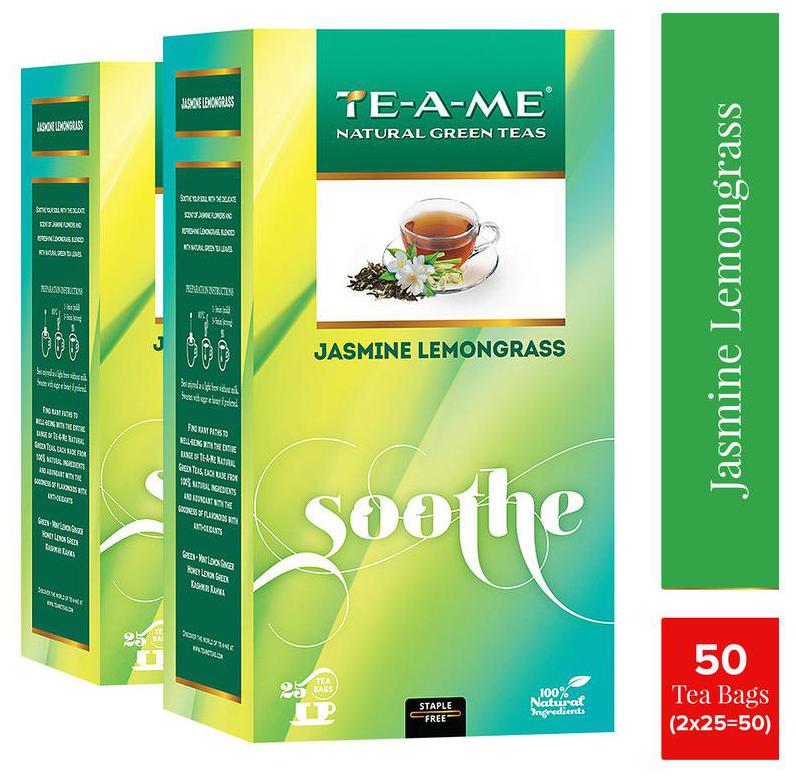

TE-A-ME Jasmine Lemongrass Green Tea 25 Tea Bags ( Pack of 2 )