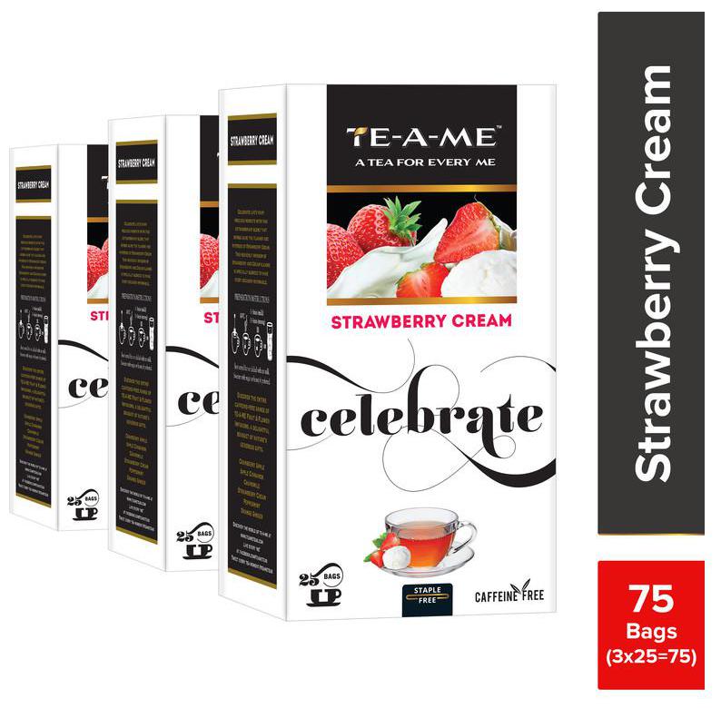 

TE-A-ME Strawberry Cream Infusion 25 Tea Bags ( Pack of 3 )