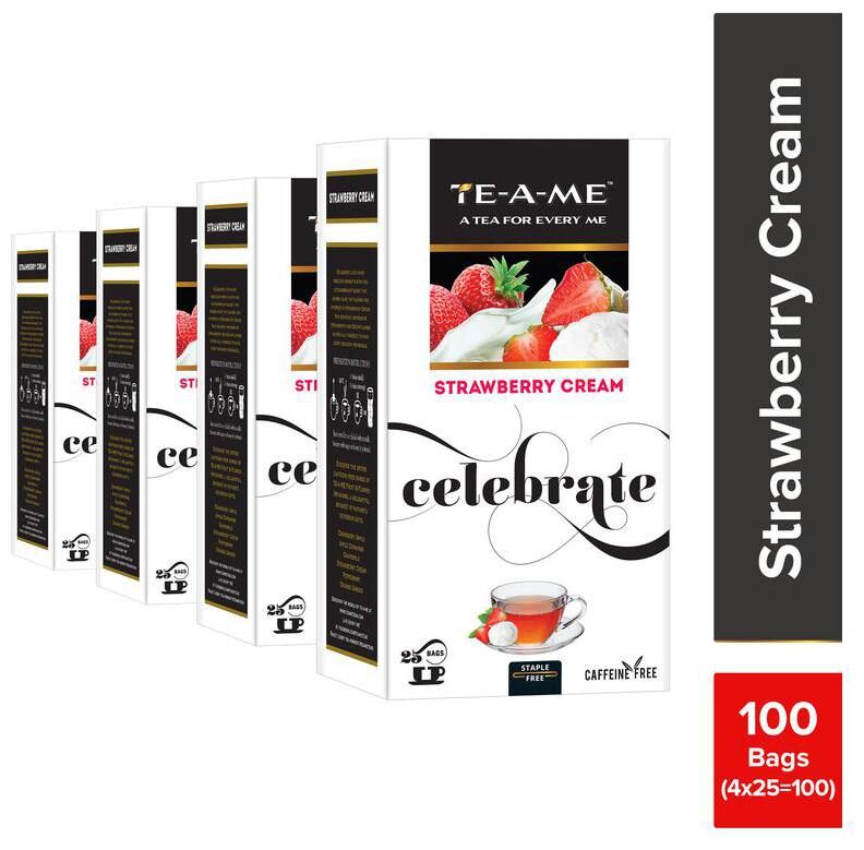 

TE-A-ME Strawberry Cream Infusion 25 Tea Bags ( Pack of 4 )