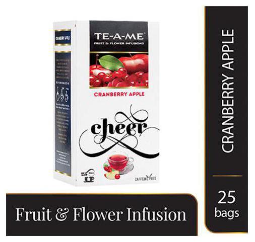 

Te-A-Me Tea Bags - Fruit Flower Infusion Cranberry Apple (Pack of 25 pcs) 37 5 g