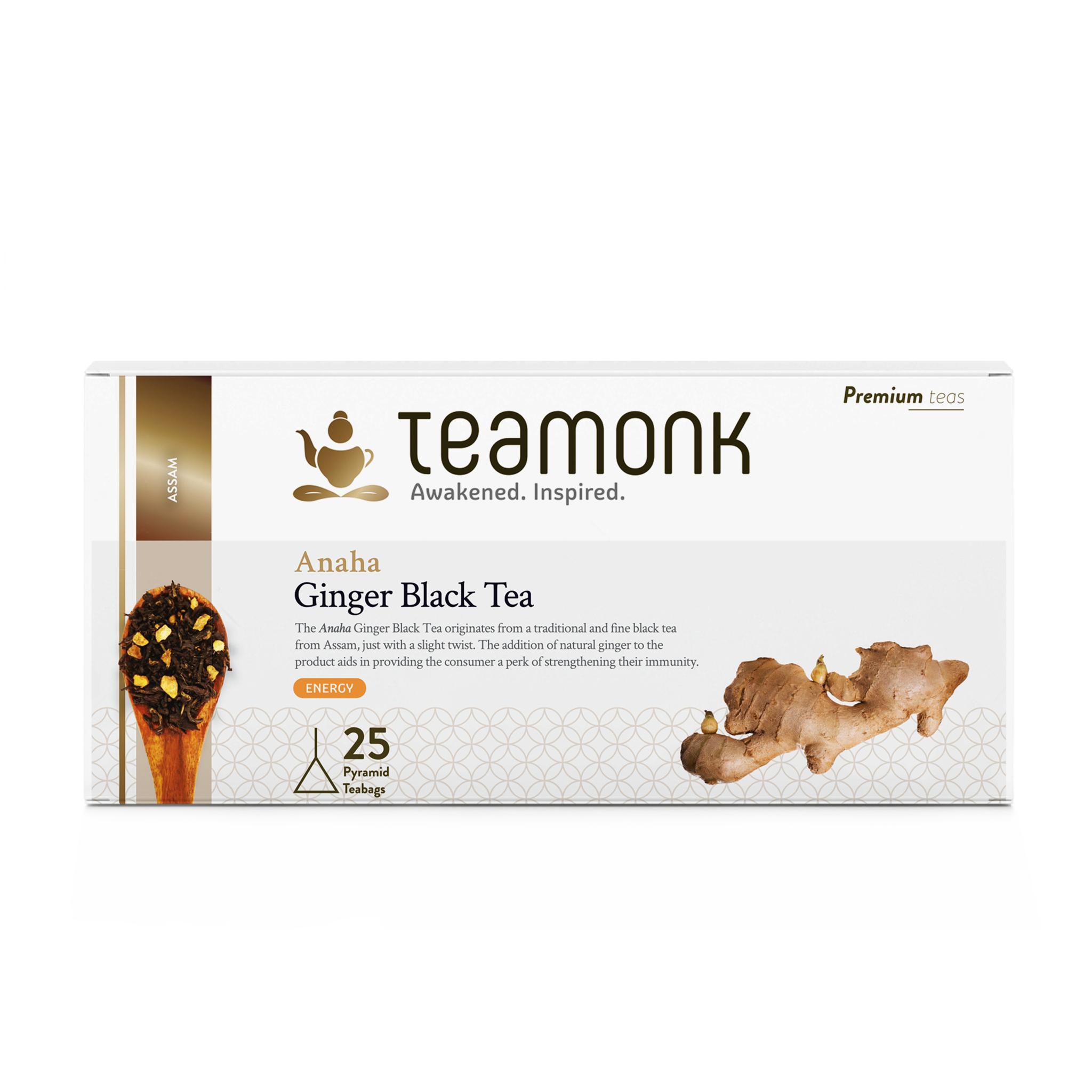 

Teamonk Assam Ginger Black Tea Long Leaf 25 Tea Bags