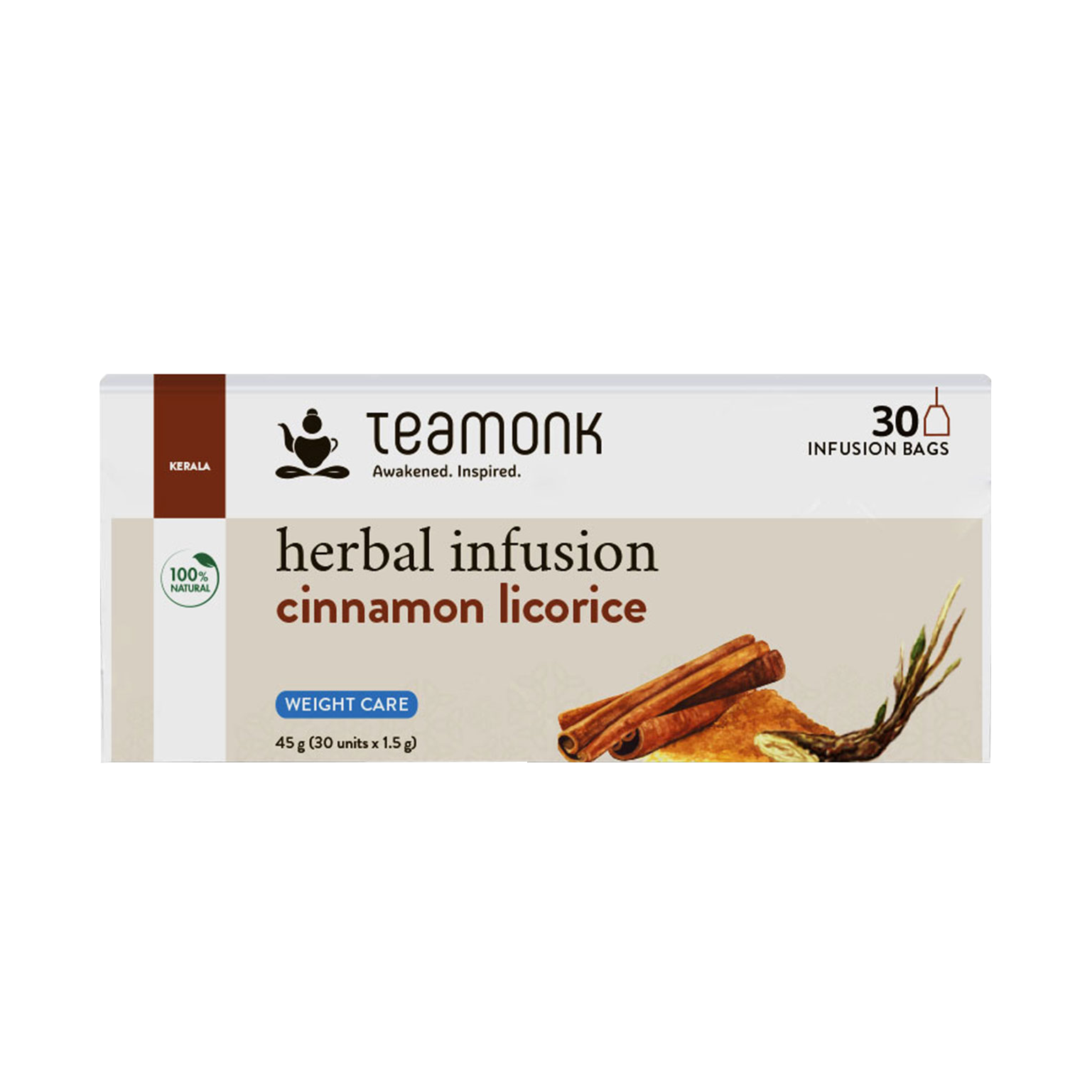 

Teamonk Cinnamon Licorice Herbal Tea (Herbal Infusion Tea) 30 Tea Bags